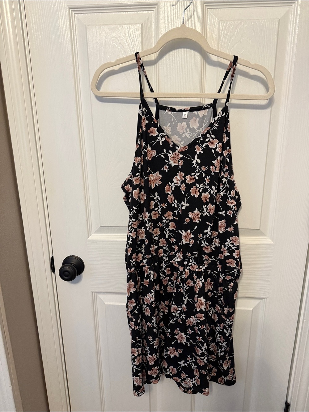 Black Floral Spaghetti-Strap Summer Romper